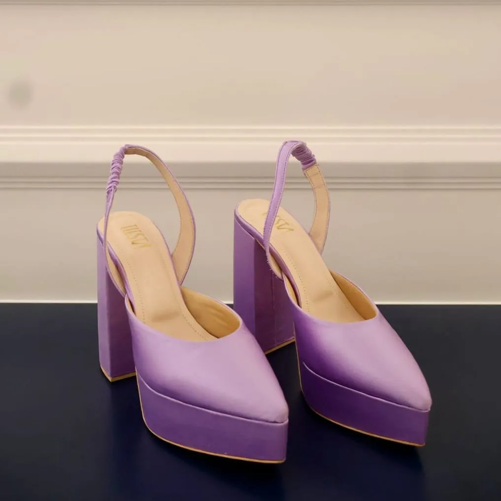 Lavender Block Heels I Tiesta Shoes