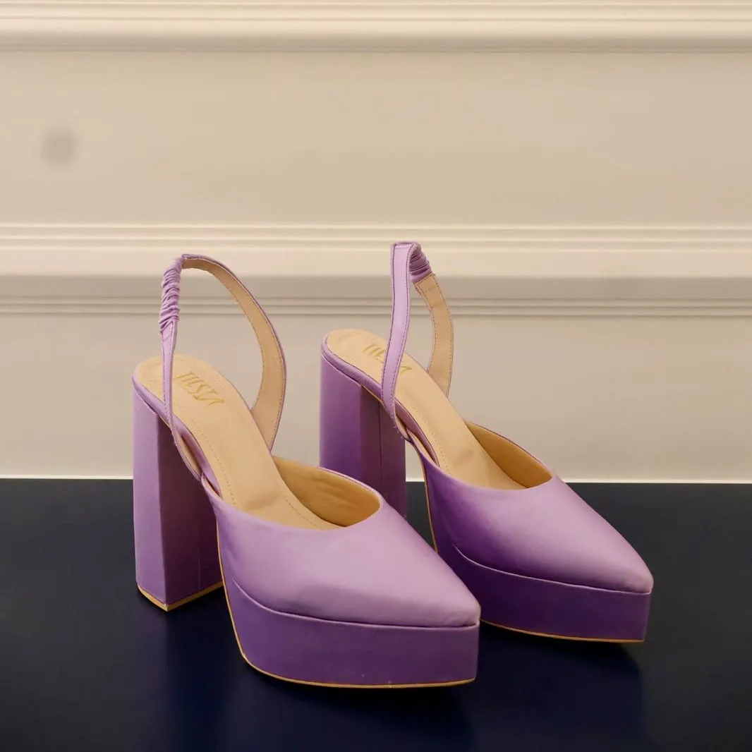 Lavender Block Heels I Tiesta Shoes