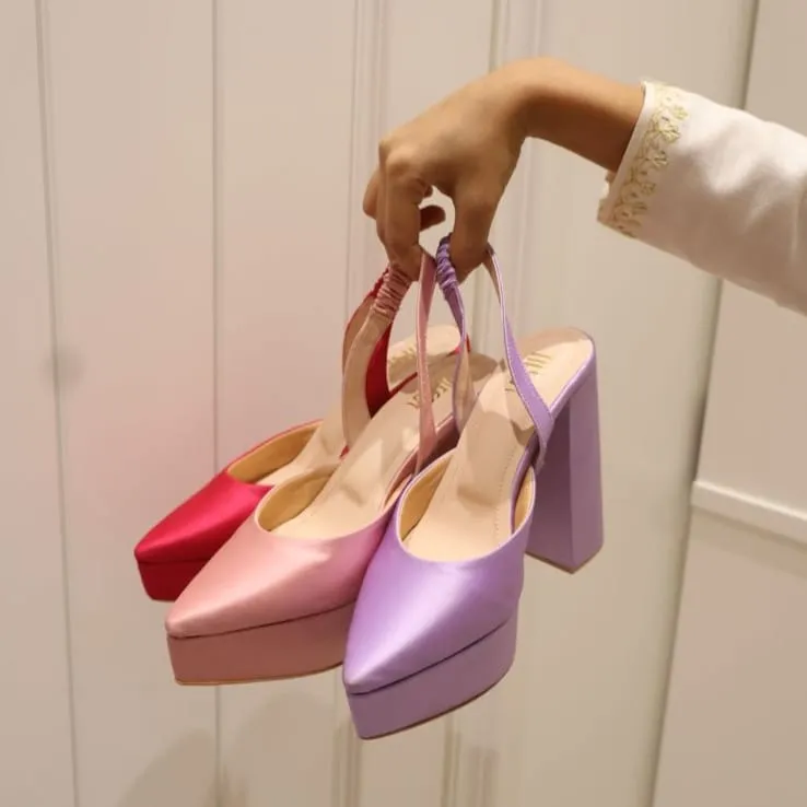 Lavender Block Heels I Tiesta Shoes