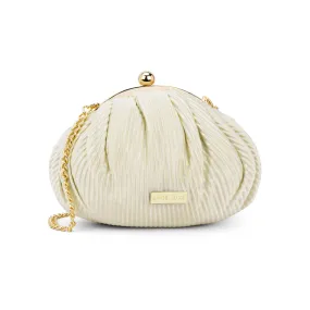 Lavie Luxe Gold Large Women's Pleated Frame Clutch Purse