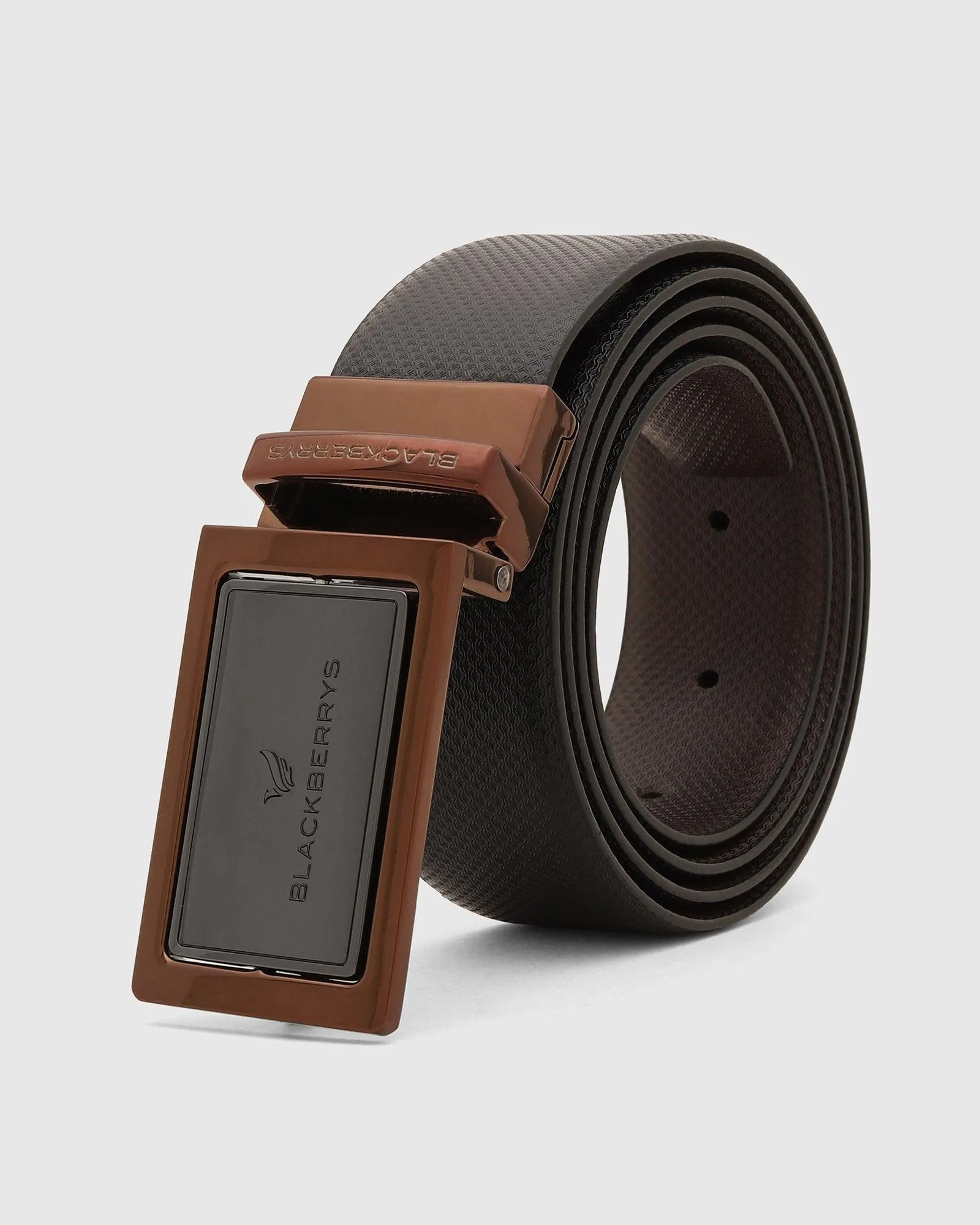 Leather Reversible Black & Brown Textured Belt - Trey