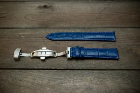 Leather watch strap, band made of calf leather with croc grain pattern 18, 19, 20, 21, 22 mm, Quick Release. Deployment clasp.