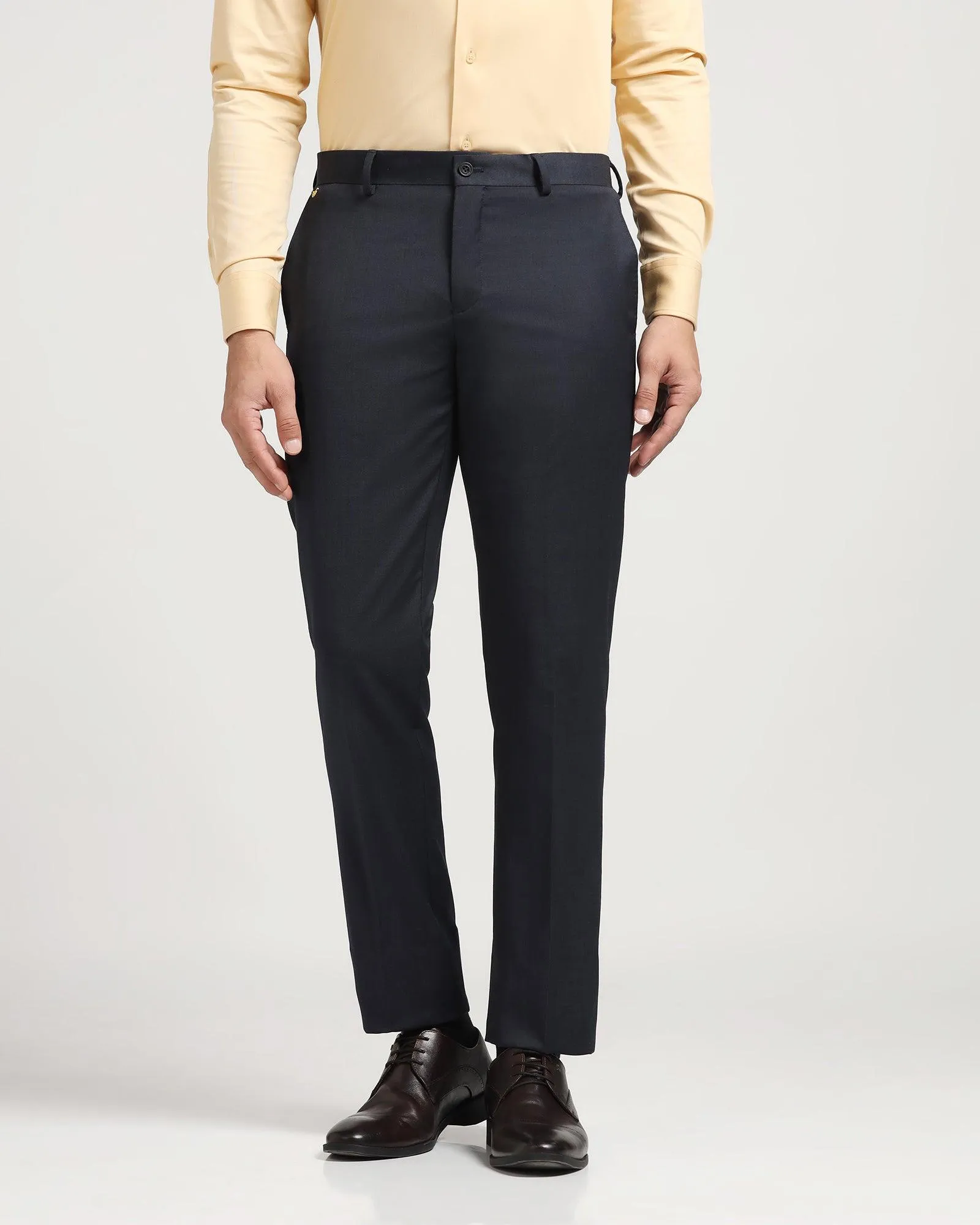 Luxe Slim Comfort B-95 Formal Navy Textured Trouser - Grand