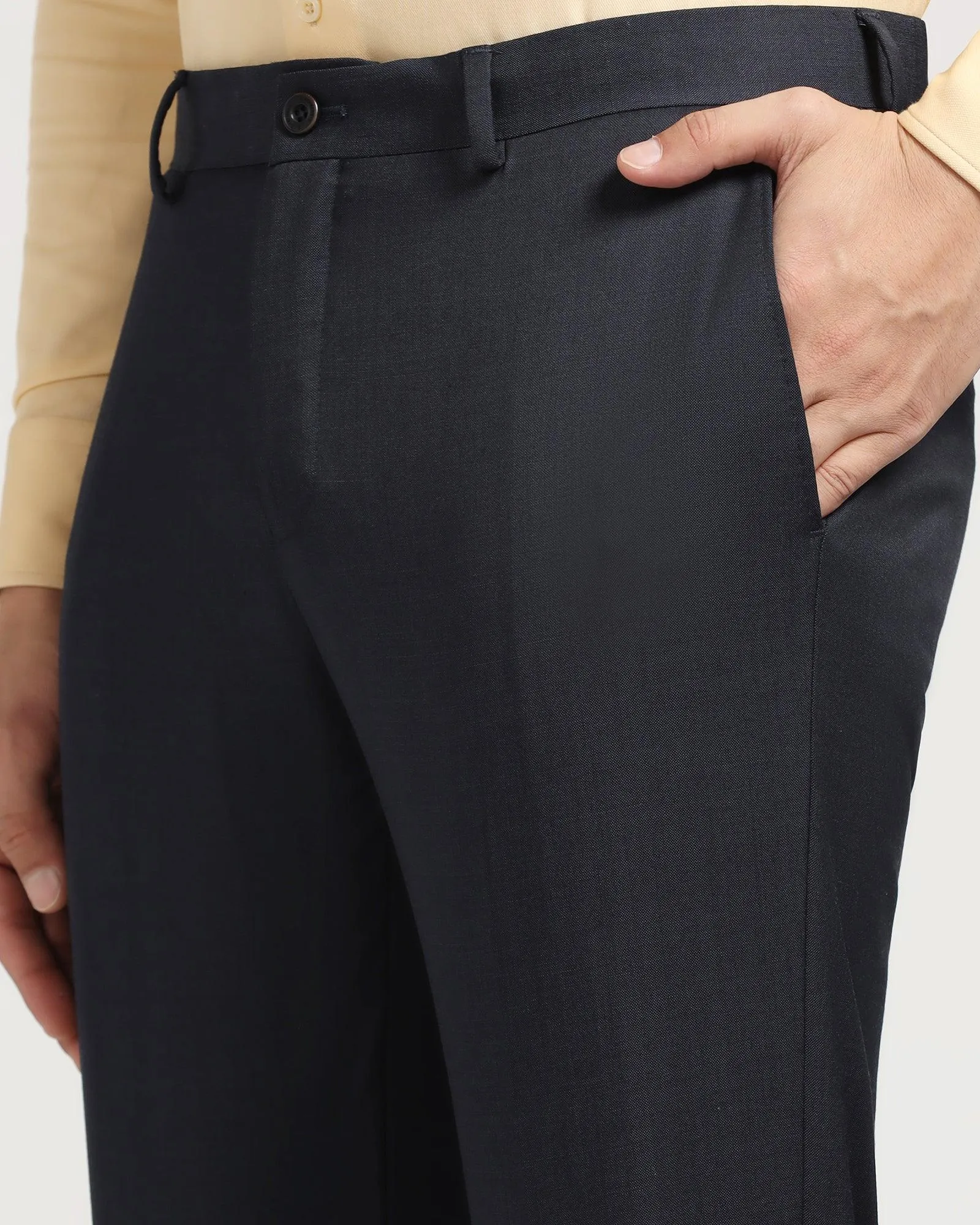 Luxe Slim Comfort B-95 Formal Navy Textured Trouser - Grand