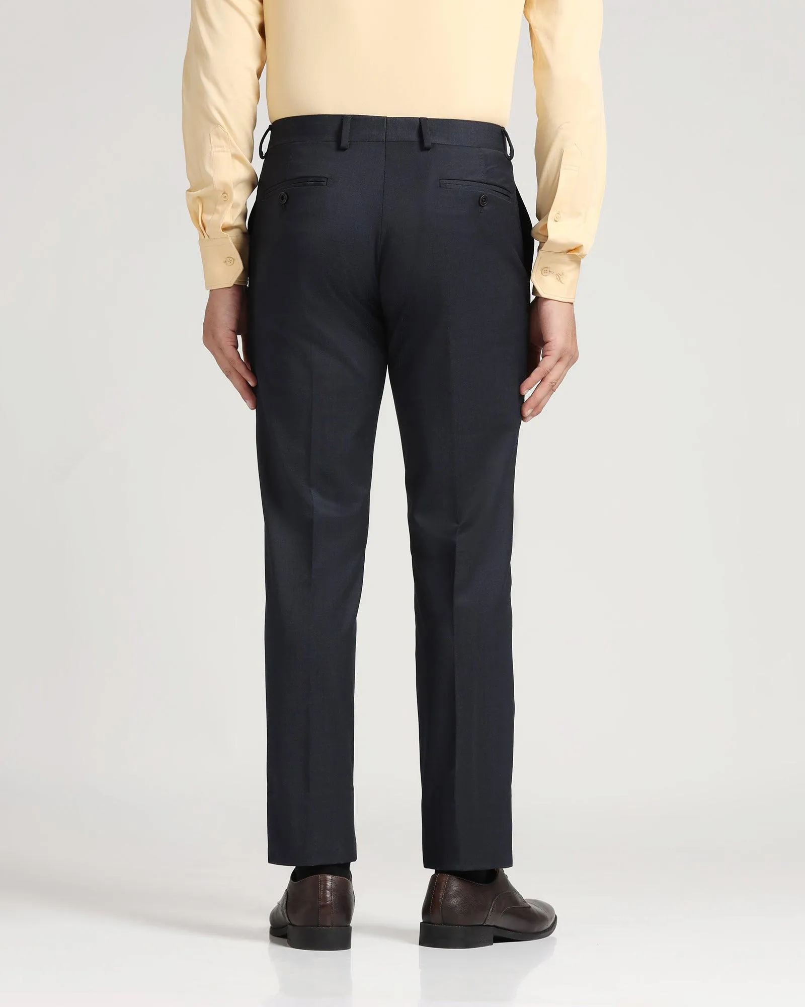 Luxe Slim Comfort B-95 Formal Navy Textured Trouser - Grand