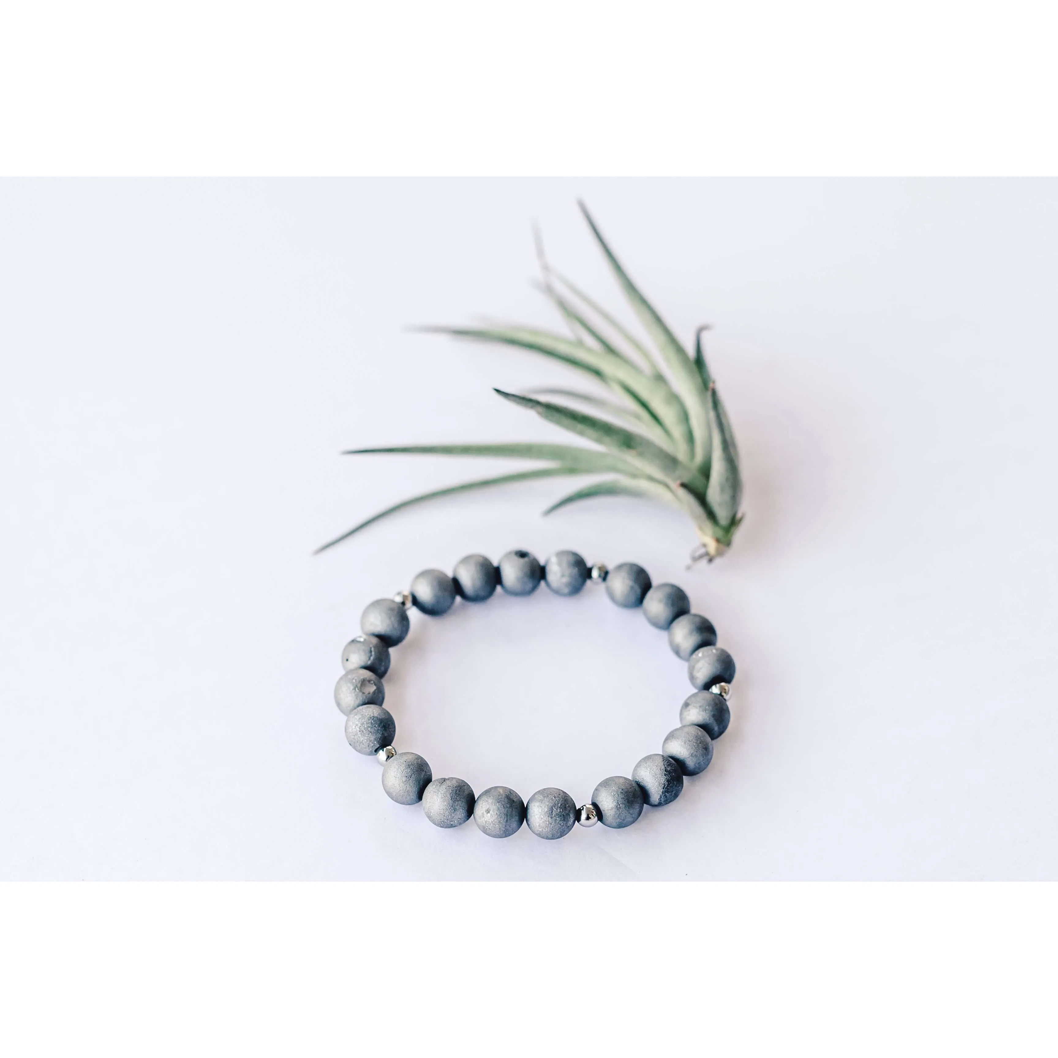 Matte Grey Druzy Bracelet