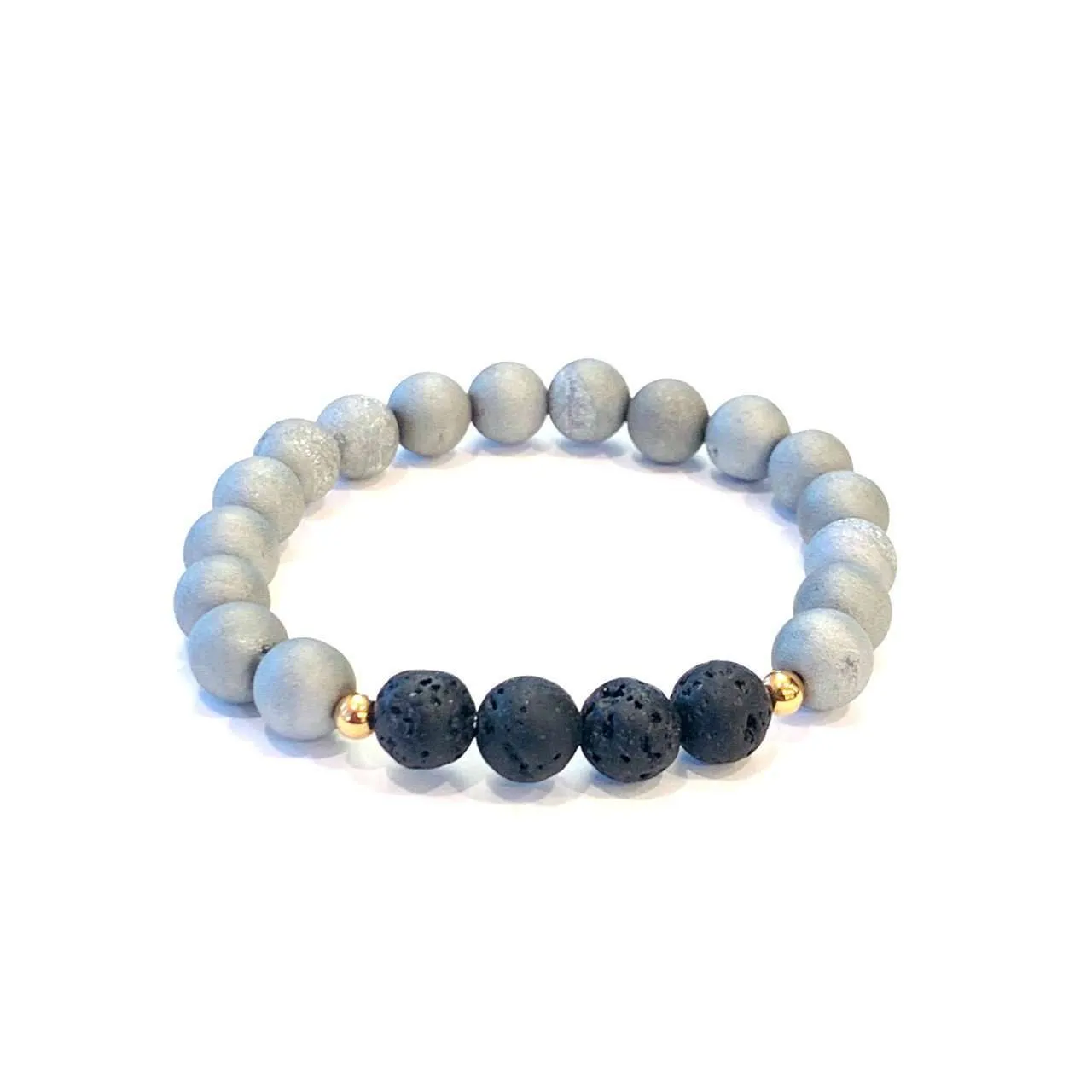 Matte Grey Druzy   Lava Bracelet