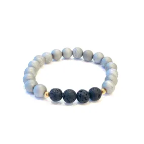 Matte Grey Druzy   Lava Bracelet