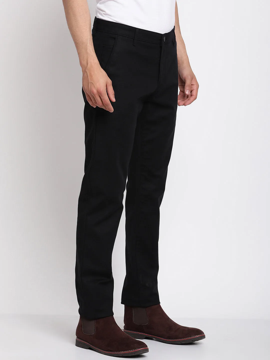 Men's Formal Flat front Black  Trousers