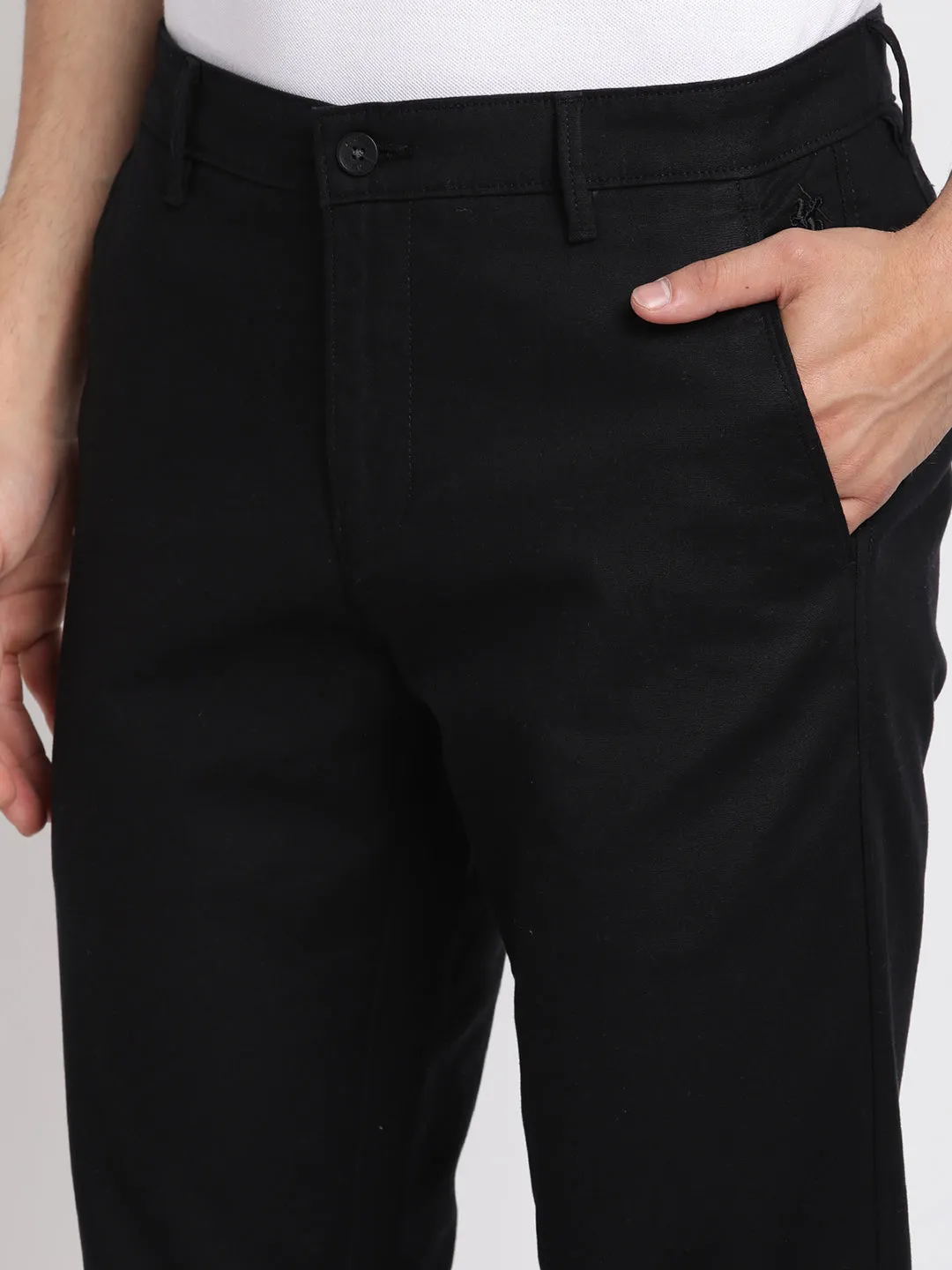 Men's Formal Flat front Black  Trousers