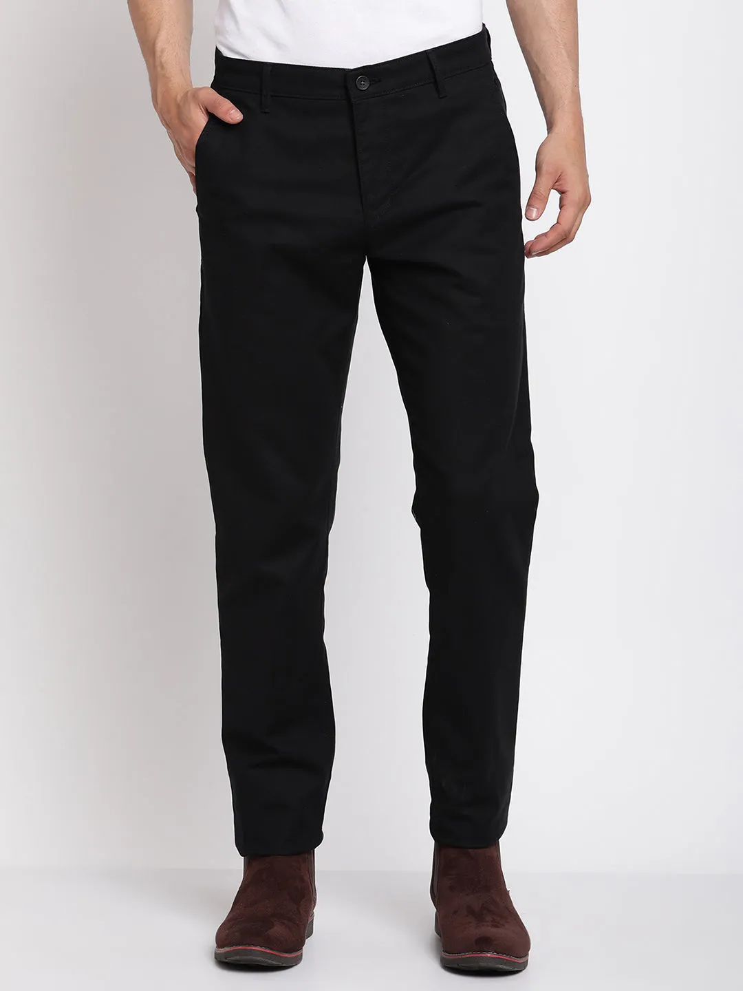 Men's Formal Flat front Black  Trousers