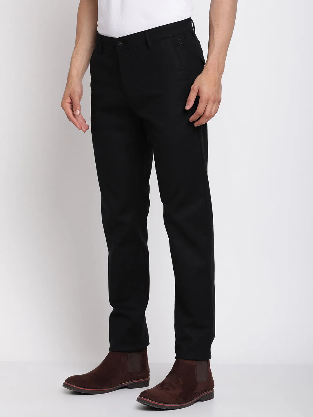 Men's Formal Flat front Black  Trousers