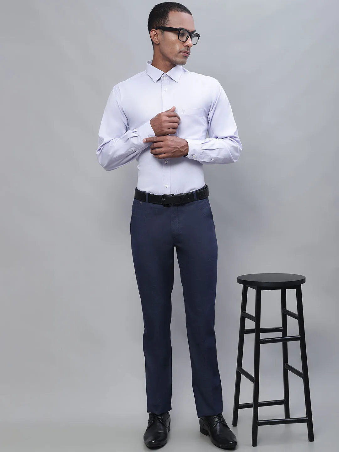 Men's Formal Flat front Blue Checks Trousers