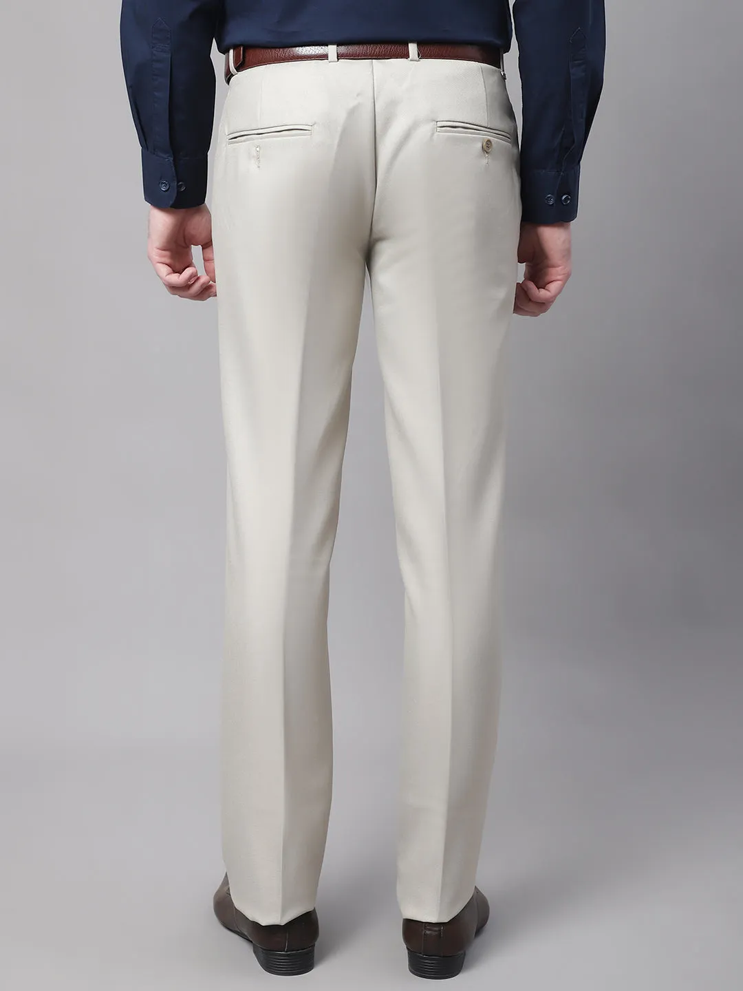 Men's Formal Flat front Fawn  Trousers