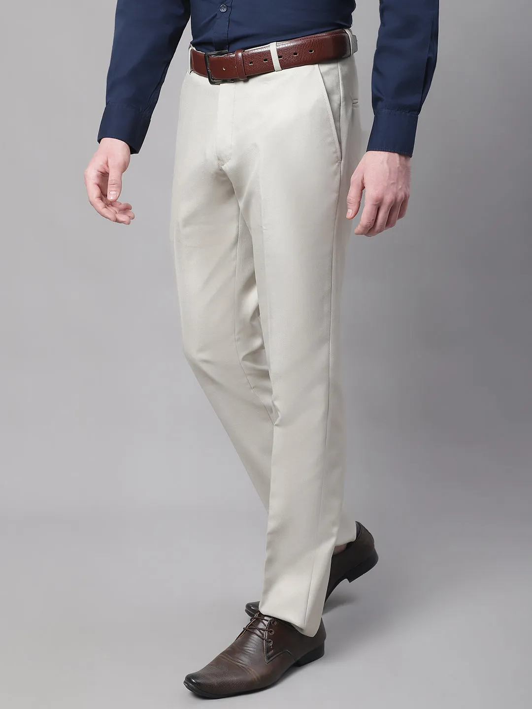 Men's Formal Flat front Fawn  Trousers