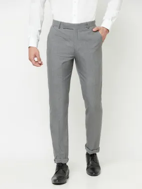 Men's Formal Flat front Grey Checks Trousers