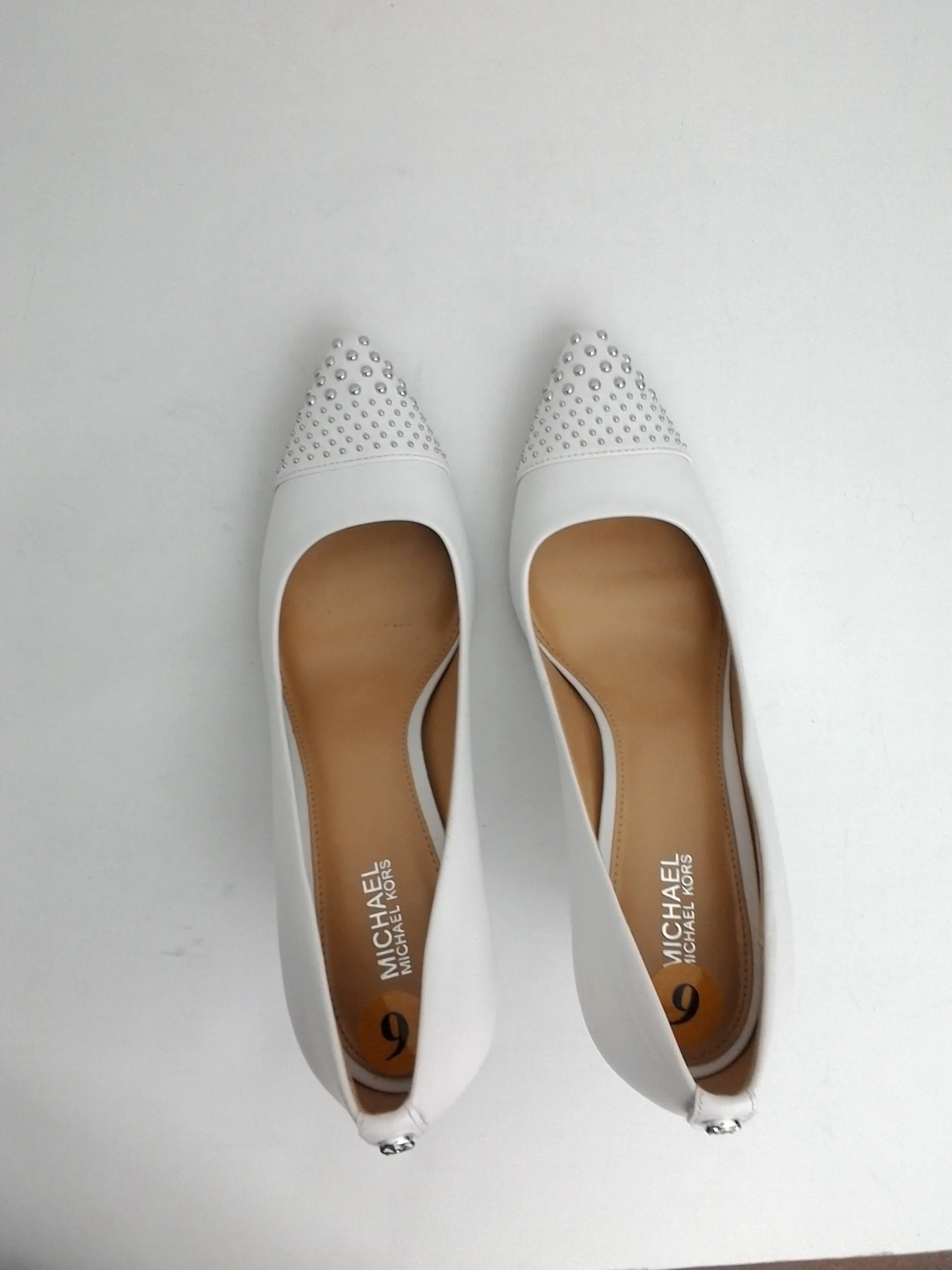 Michael Kors Women's Studded Leather Pump White Size 6 M