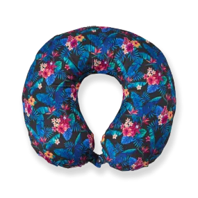 Midnight Jungle Memory Foam Travel Neck Pillow - Dark Blue