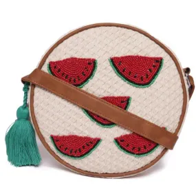 Natural Geometric Woven Crossbody Sling/Roung Sling Bag