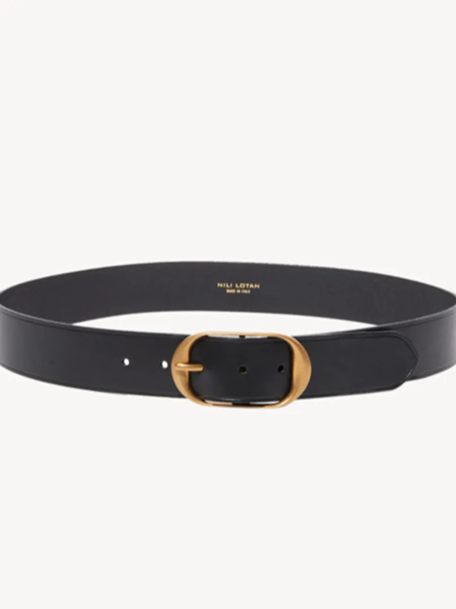 Nili's Belt in Black W/ Antique Brass Buckle