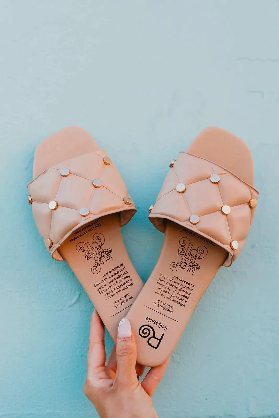 Nude Studded Slide- Rollasole