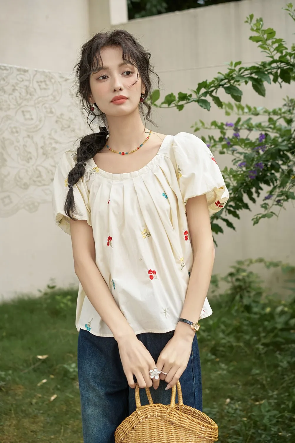 O-neck Puff Sleeve Blouse for Women