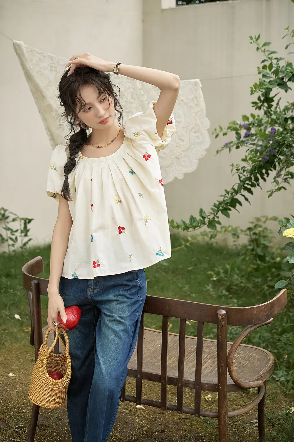 O-neck Puff Sleeve Blouse for Women