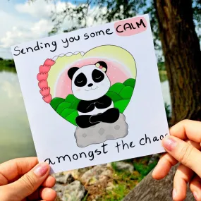 Panda Buddha Meditation Cheer Up Card, Personalized Encouragement Greeting for Difficult Times & Support