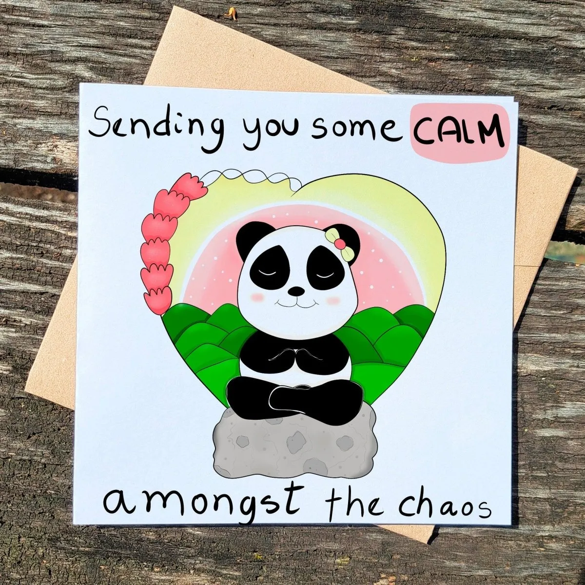 Panda Buddha Meditation Cheer Up Card, Personalized Encouragement Greeting for Difficult Times & Support