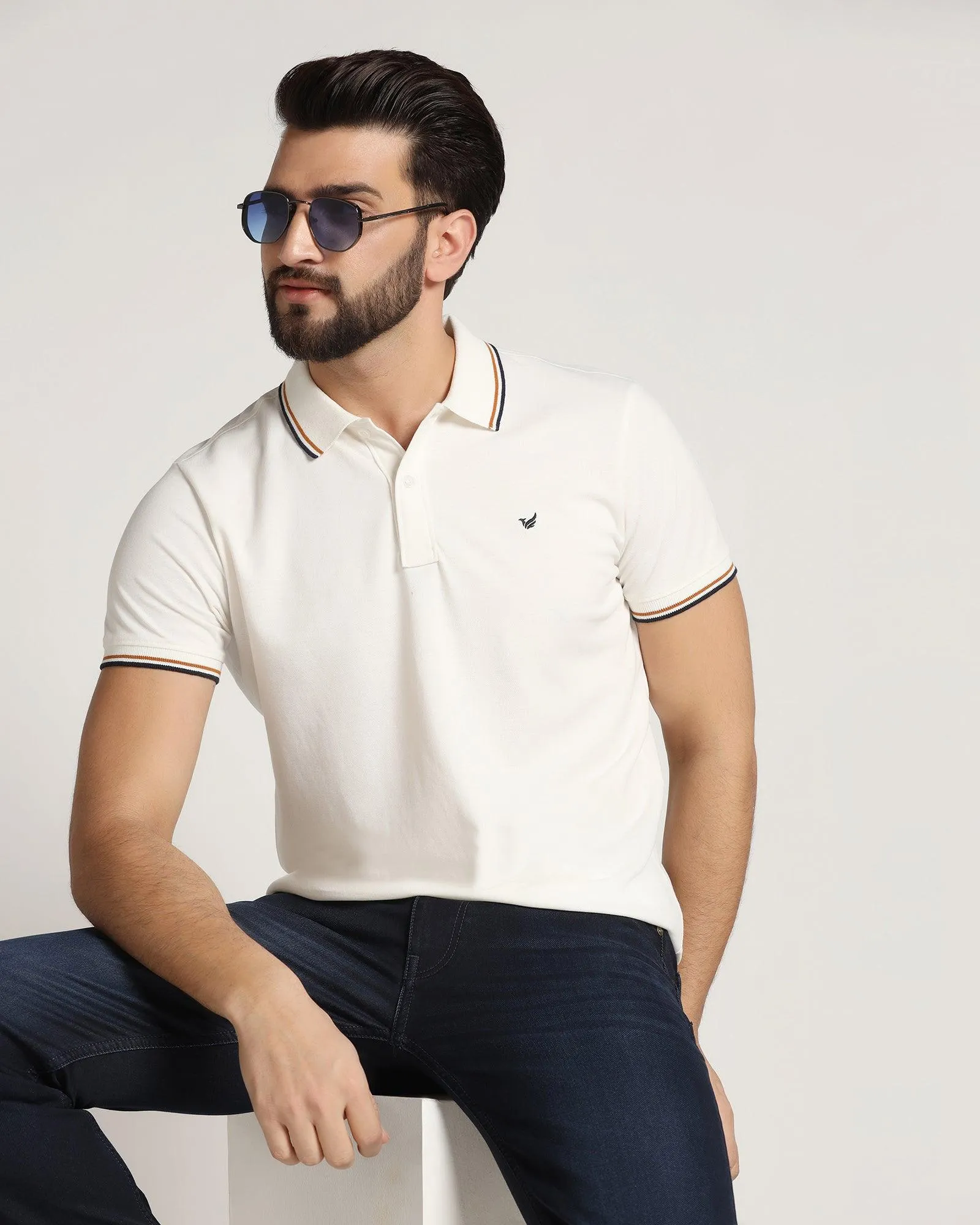 Polo Off White Solid T-Shirt - Ollie