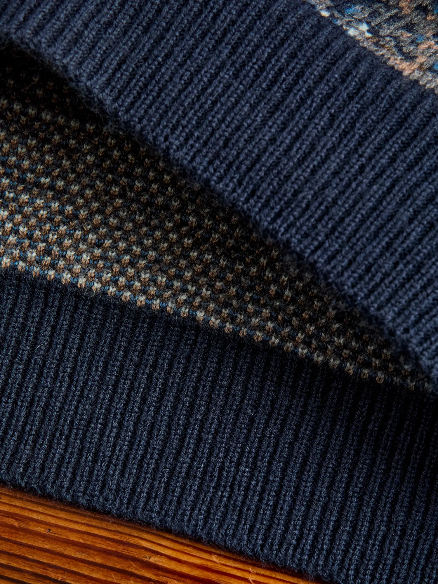 "Boro" Knit Crewneck Sweater in Navy