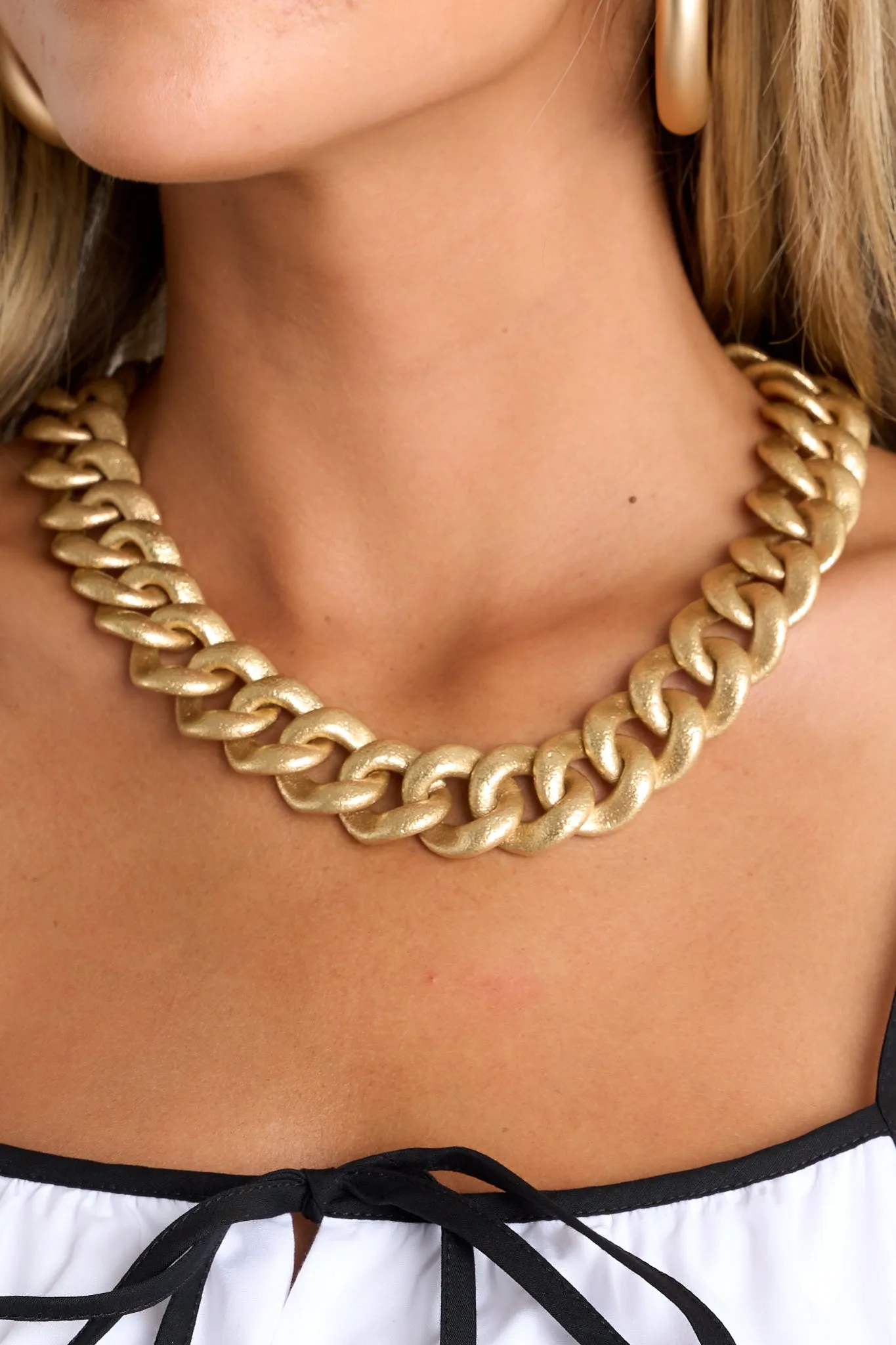 Radiant Luxe Matte Gold Textured Necklace