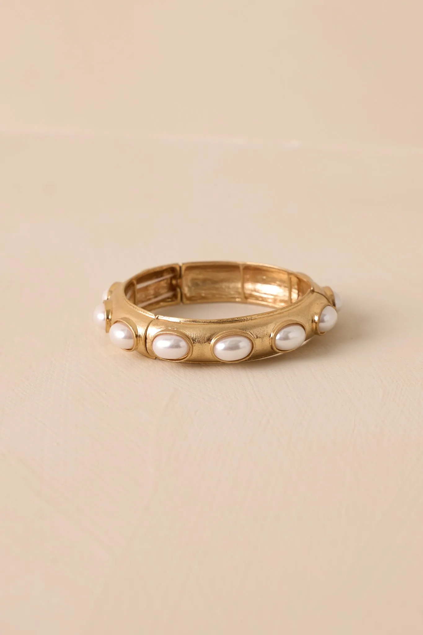 Radiant Row Worn Gold Pearl Bracelet