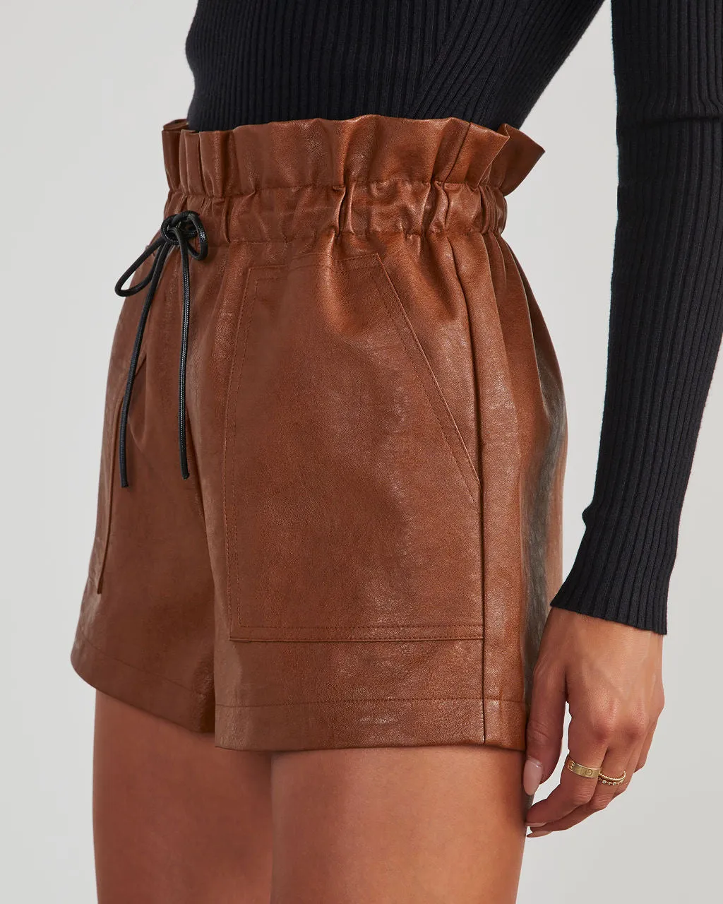 Reiko Faux Leather Paperbag Shorts