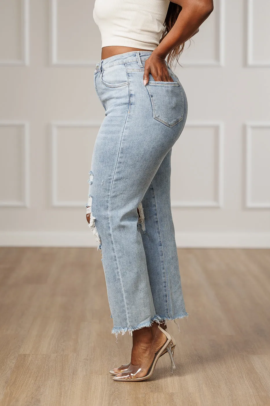 Renata Raw Distressed Straight Jeans