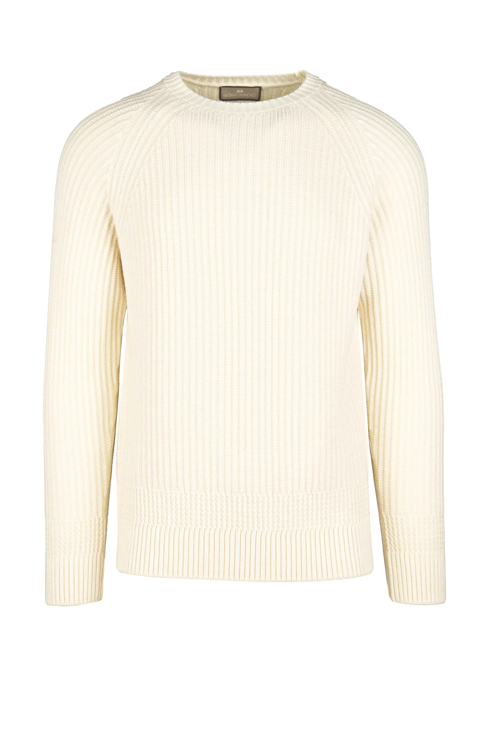 Ribbed Wool Crew Neck Raglan Sweater