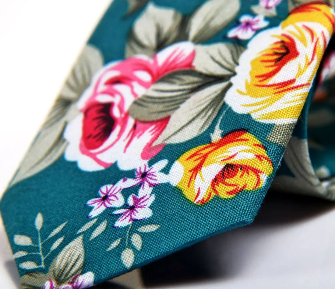 Rich Sea Green Floral Neck Tie