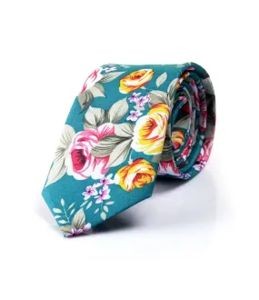 Rich Sea Green Floral Neck Tie