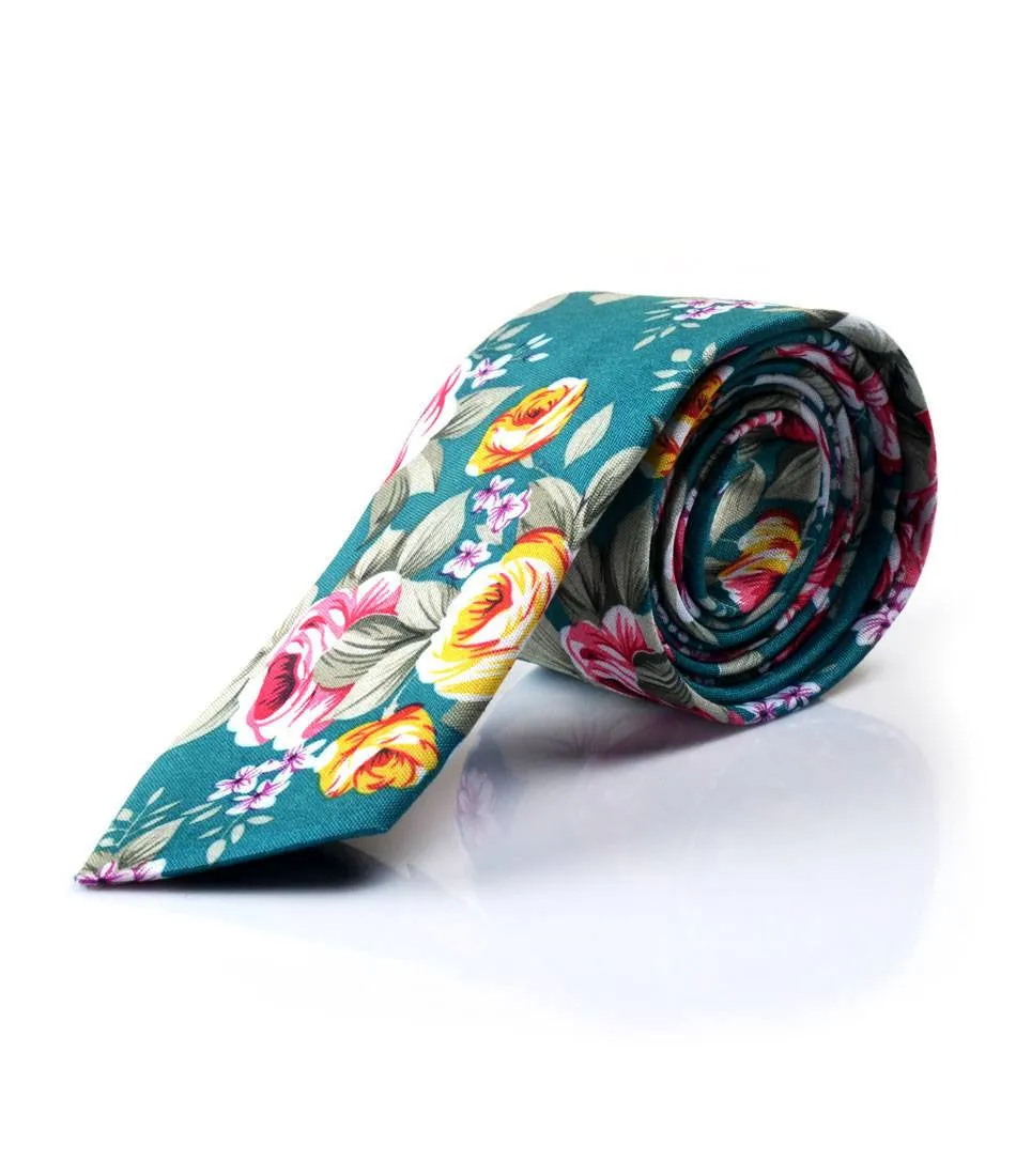 Rich Sea Green Floral Neck Tie