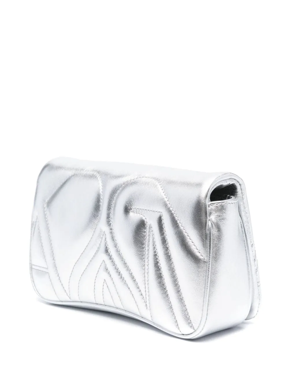 SILVER-TONE METALLIC LEATHER BAG