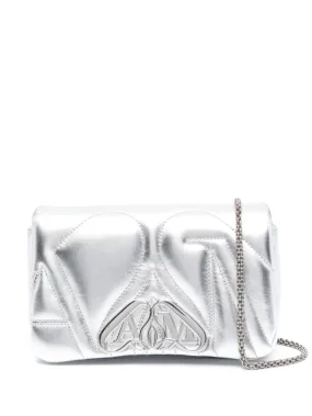 SILVER-TONE METALLIC LEATHER BAG