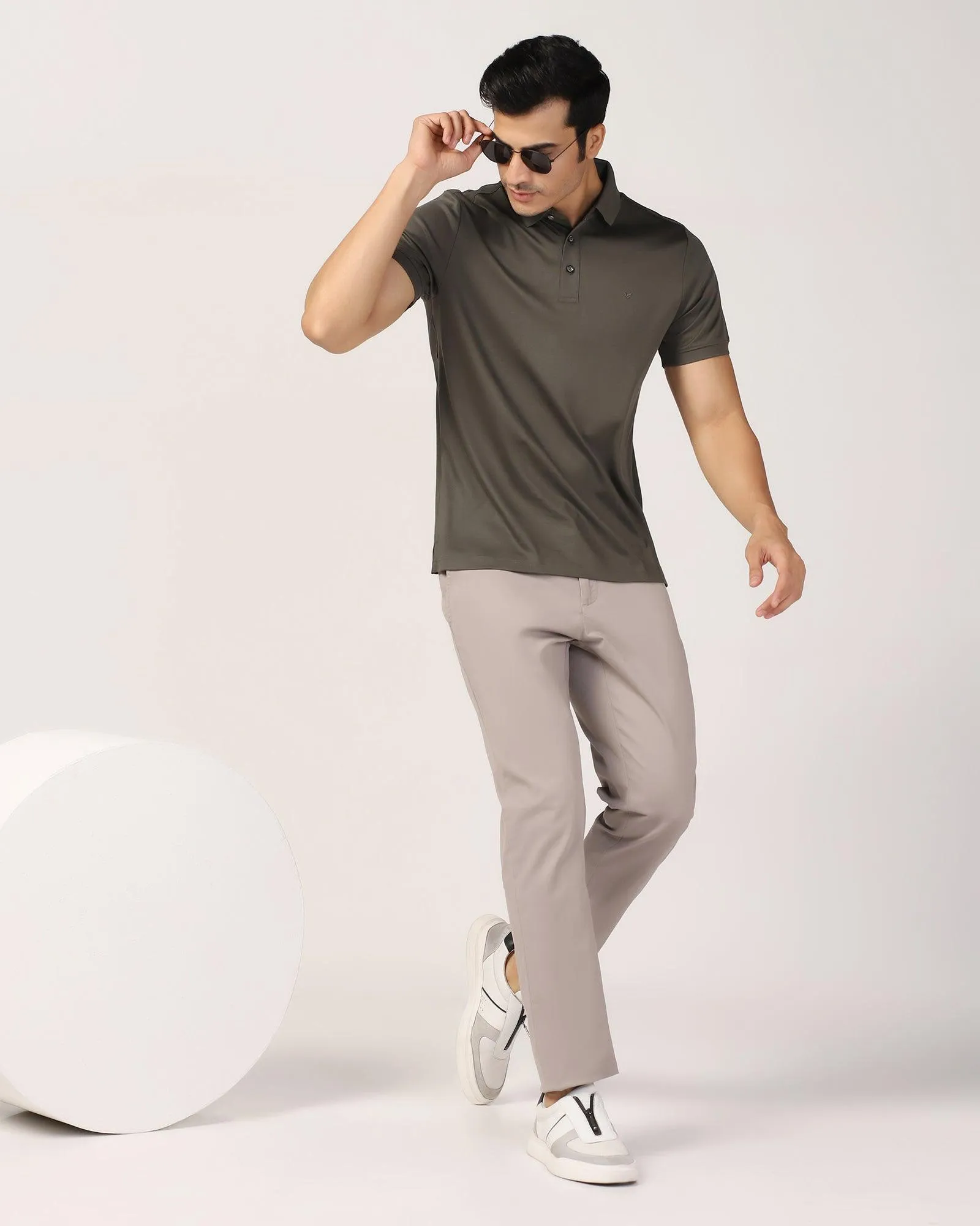 Slim Comfort B-95 Casual Grey Solid Khakis - Lab