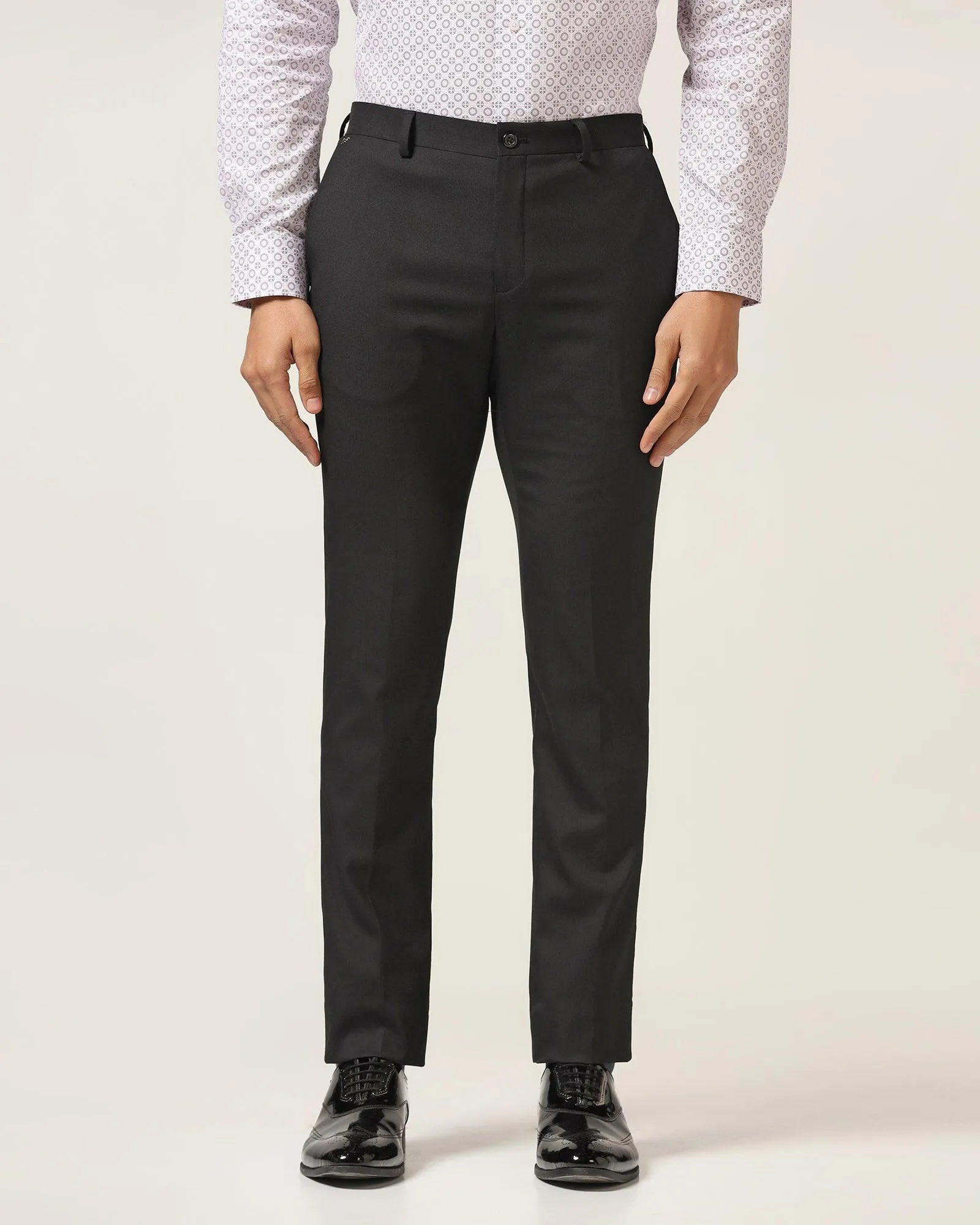 Slim Comfort B-95 Formal Black Textured Trouser - Iron