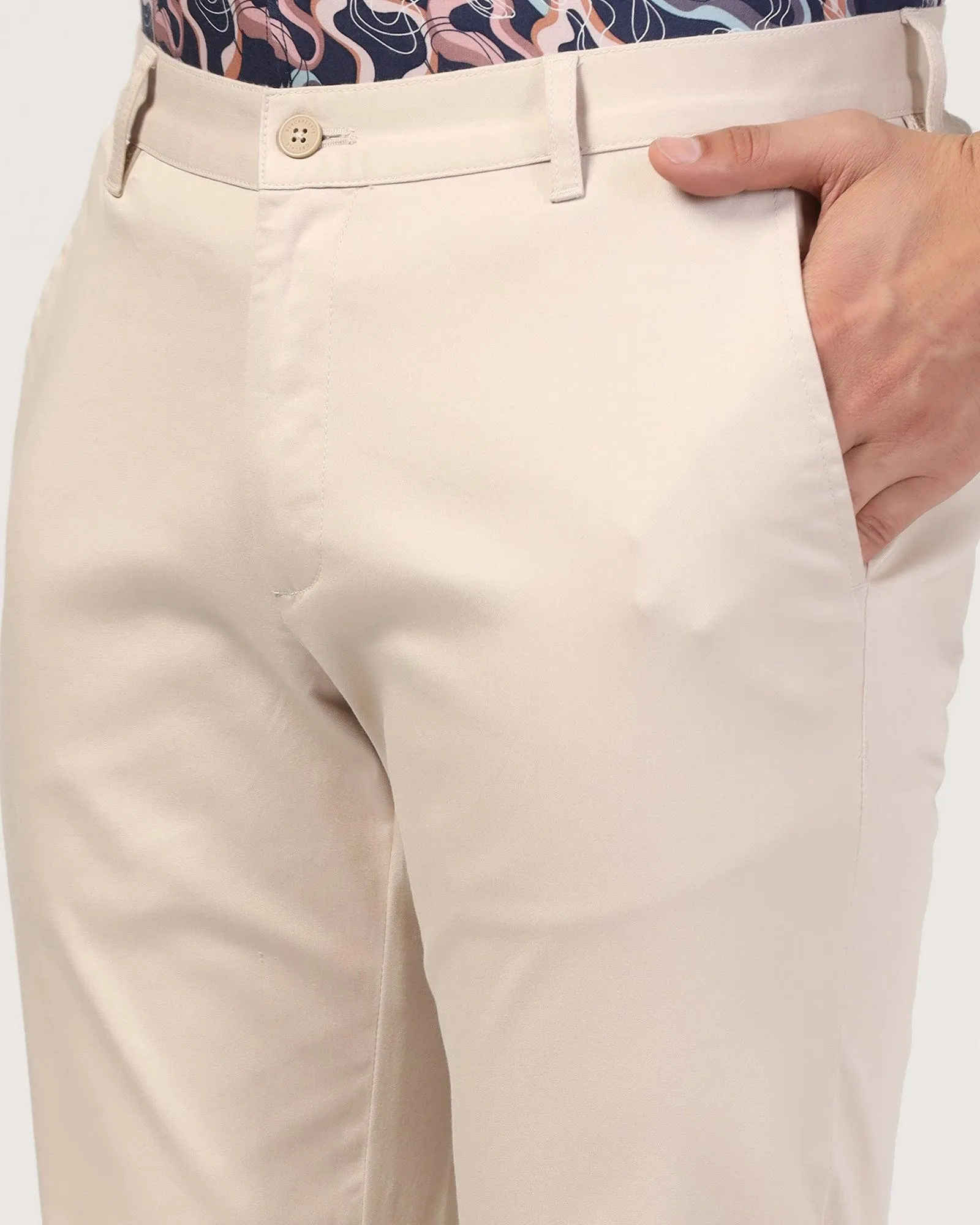 Slim Fit B-91 Casual Beige Solid Khakis - Mark