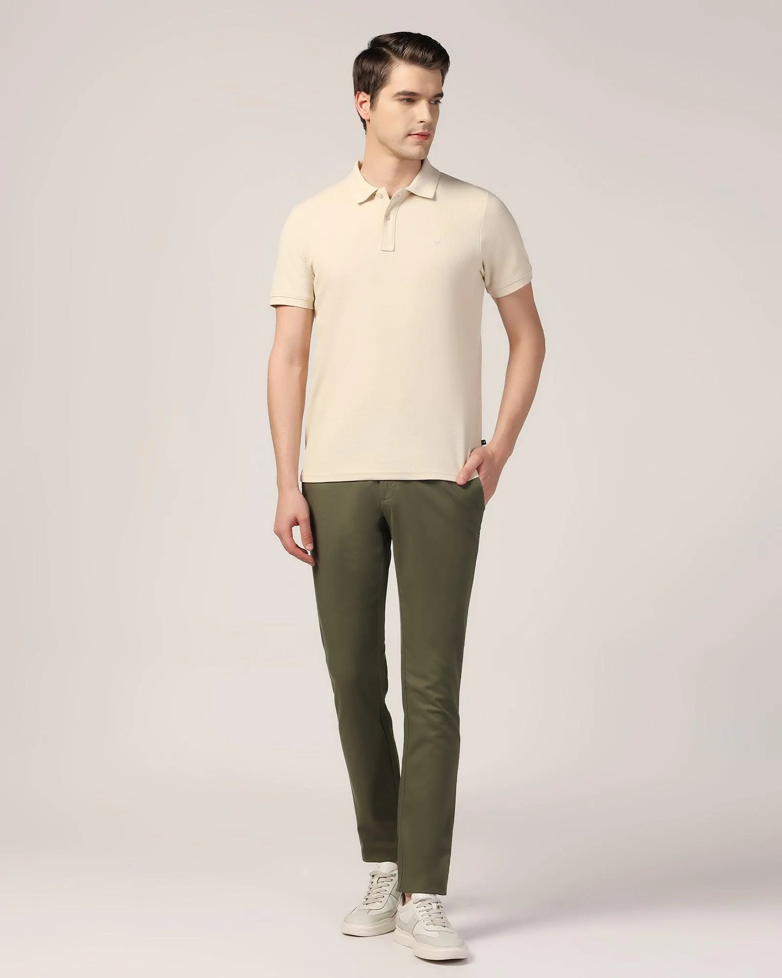 Slim Fit B-91 Casual Olive Solid Khakis - Mint