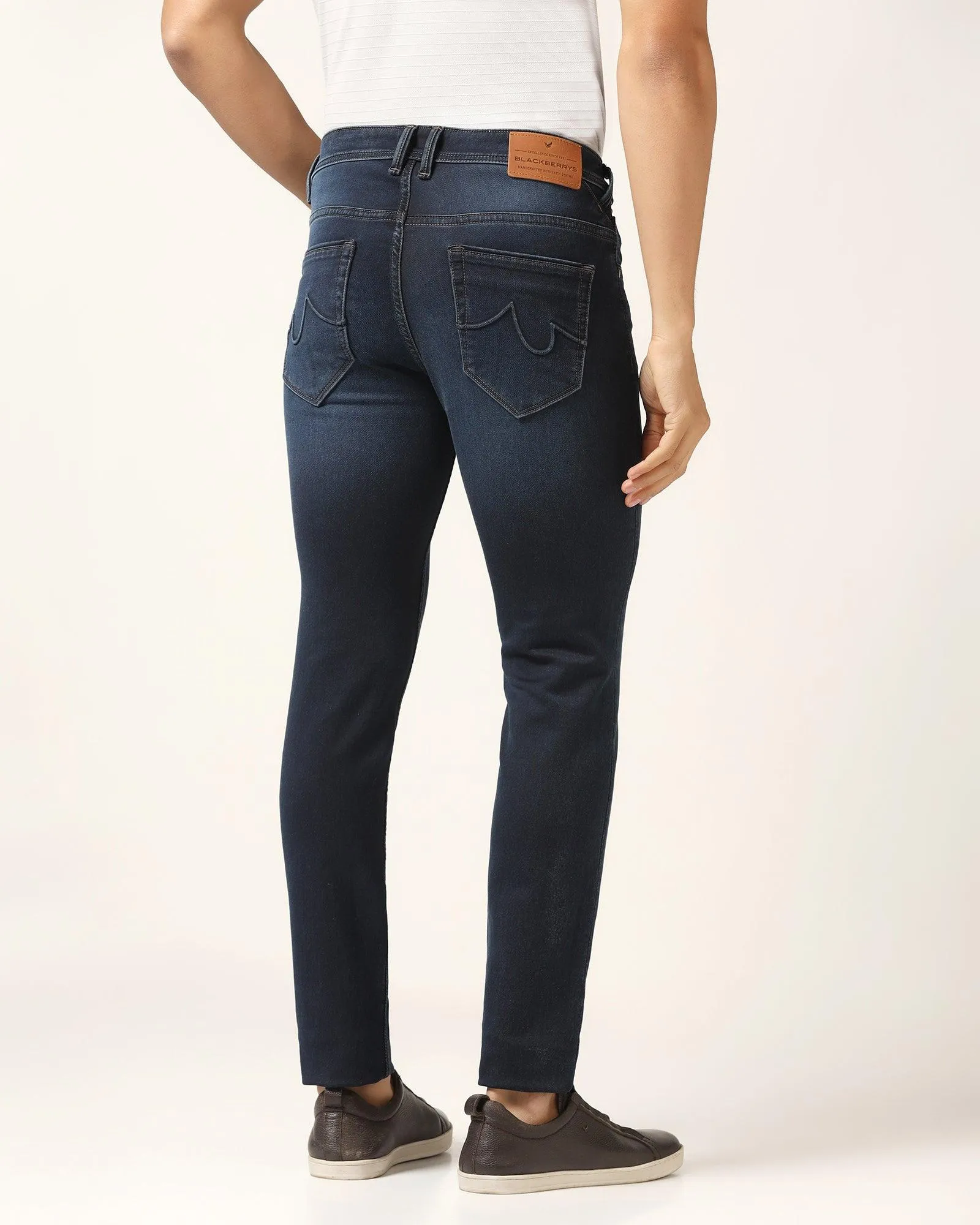 Slim Yonk Fit Indigo Blue Textured Jeans - Matvey