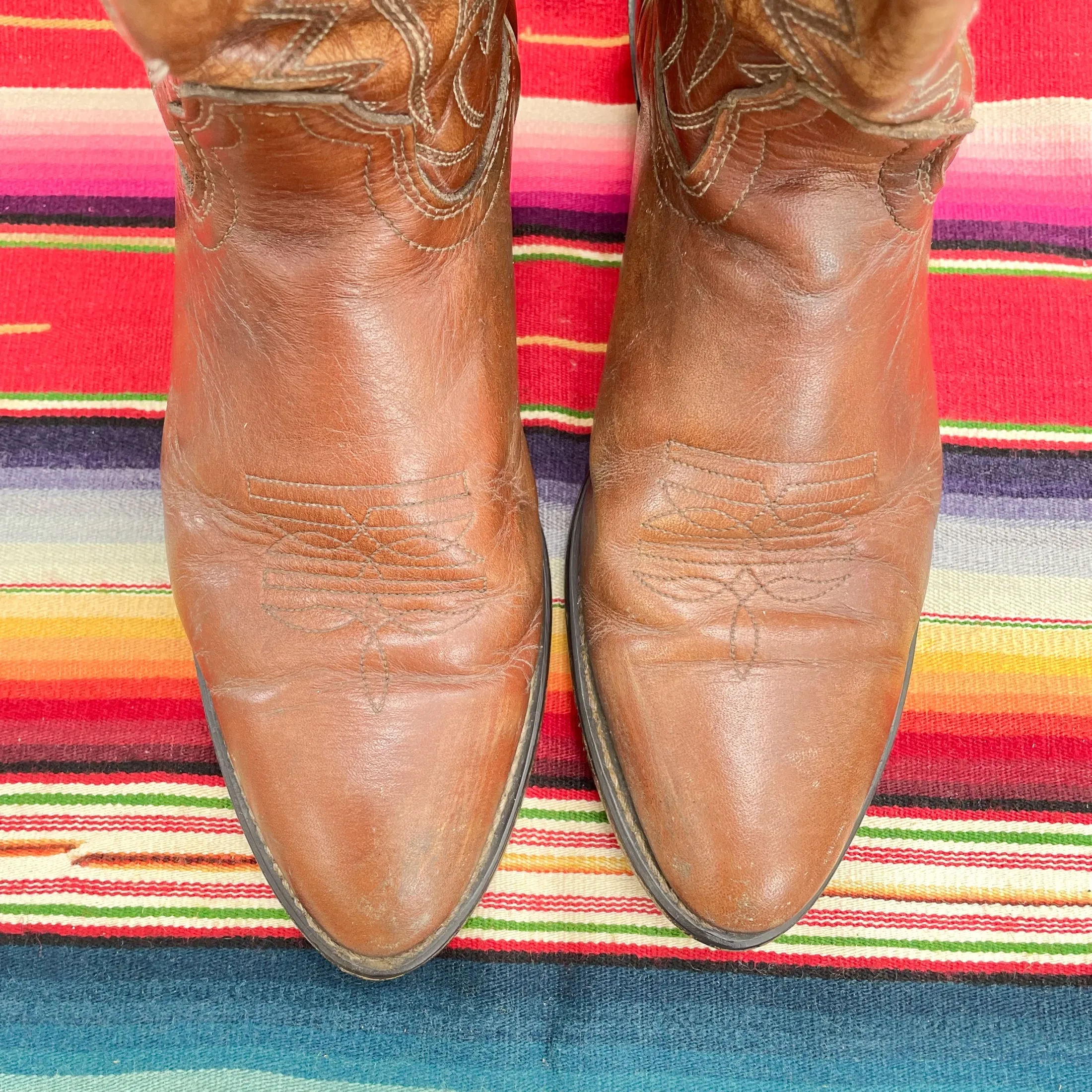 SOLD Vintage Acme Womens Western Boots, Well Worn Brown Cowboy Boots 8C