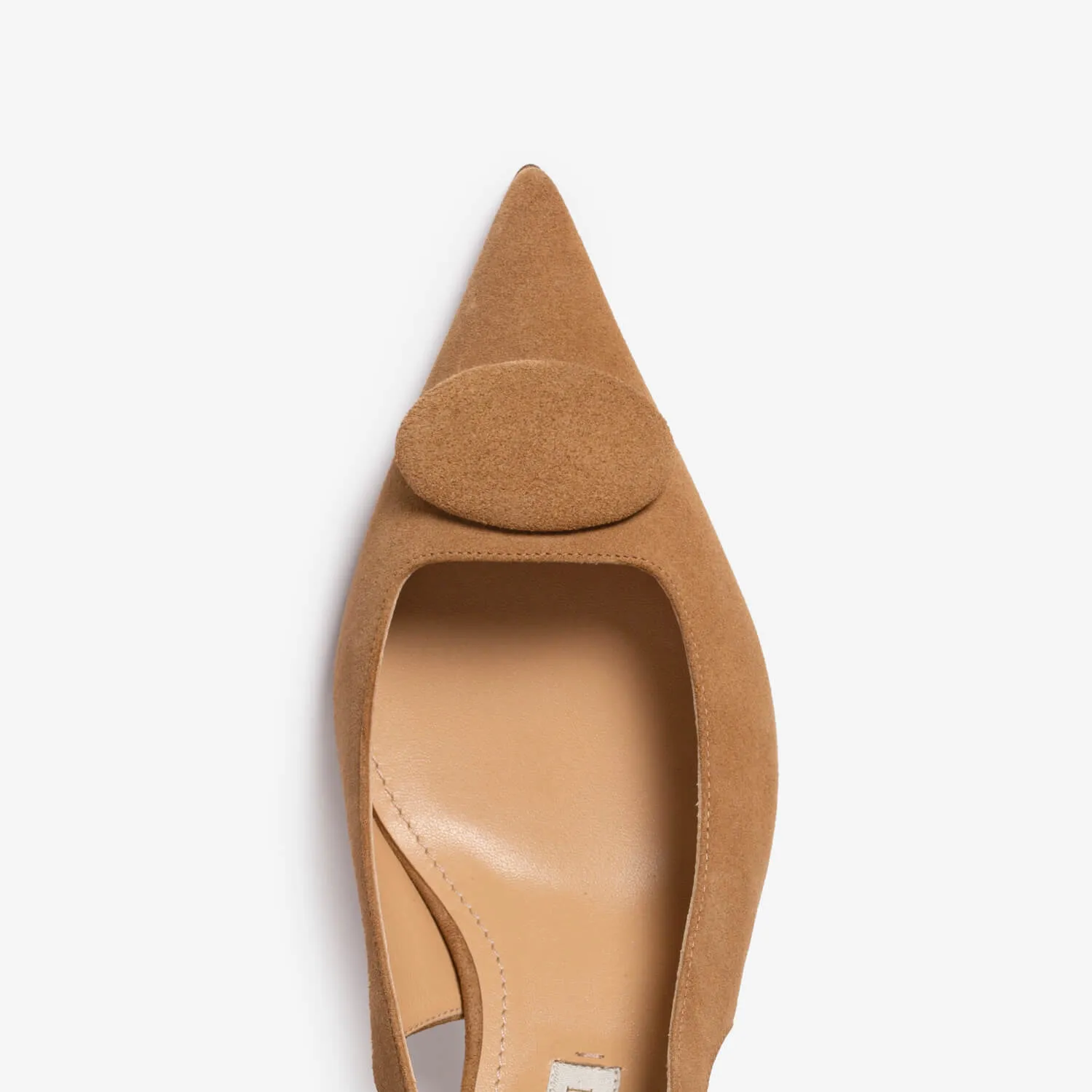 Taupe women's suede sling back décolleté