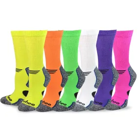 TeeHee Socks Men's Diabetic Bamboo Crew Bright 6-Pack (12029)