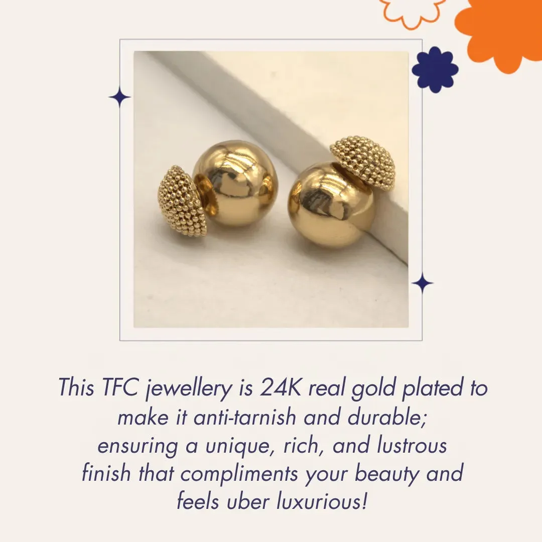 TFC 24K Floral Emerald Statement Gold Plated Adjustable Ring